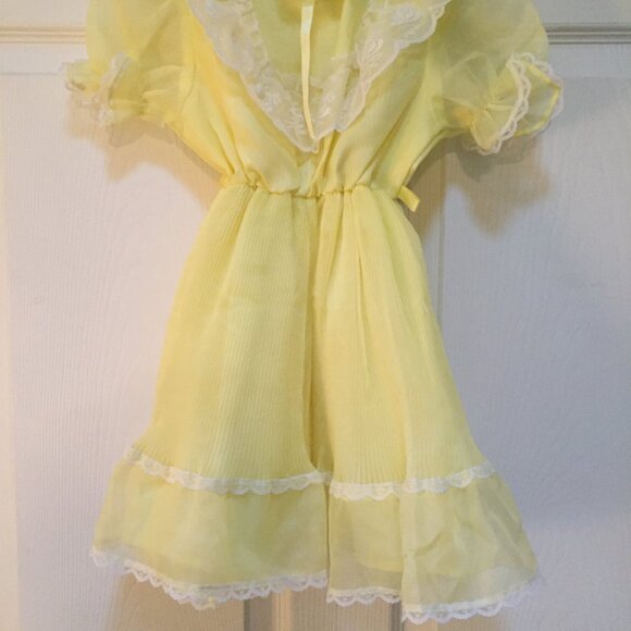 VTG Short Stuff Full Circle Ruffle Pageant Lace Yellow Party Dress Size 5 USA H - Picture 9 of 10